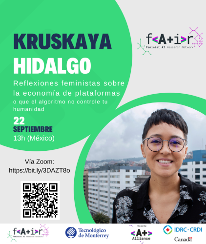 22 de septiembre de 2022. Conversatorio Reflexiones feministas sobre la economía de plataformas, con Kruskaya Hidalgo.